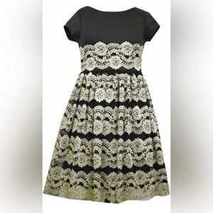 Bonnie Jean Black and Cream Lace Midi Dress